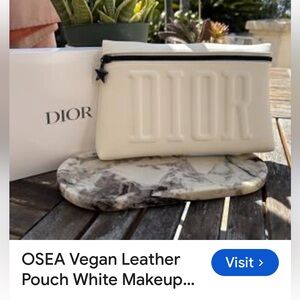 Dior White Cosmetic Bag with Embossed Logo BRAND NEW